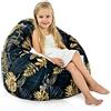 Italpouf Poltrona Sacco L Bambini, Interno, Riempimento Perle Polistirolo, Sfoderabile, Lavabile in Lavatrice, Certificato, Foglie Dorate