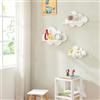 [en.casa] Set di 3 Mensole da Parete per Cameretta in Misure Diverse Consolle Pensili con Sostegno Decorativo a Forma di Nuvola - Bianco