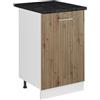 Vicco Mobiletto base cucina R-Line, Rovere artigianale/Bianco 50 cm | 1 Anta · Piano di lavoro incl. · Piedini regolabili in altezza · 1 Ripiano · ✓ Liberamente combinabile