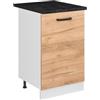Vicco Mobiletto base cucina R-Line, Rovere dorato/Bianco 50 cm | 1 Anta · Piano di lavoro incl. · Piedini regolabili in altezza · 1 Ripiano · ✓ Liberamente combinabile
