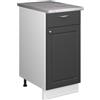 Vicco Mobile base Fame-Line, Antracite-oro rustico, 40 cm | Frontale in MDF · Piano di lavoro incl. · Piedini regolabili in altezza · Maniglie in metallo · Chiusura ammortizzata