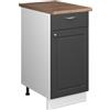 Vicco Mobile base Fame-Line, Antracite-oro rustico, 40 cm | Frontale in MDF · Piano di lavoro incl. · Piedini regolabili in altezza · Maniglie in metallo · Chiusura ammortizzata