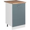 Vicco Mobiletto base cucina R-Line, Grigio-blu/Bianco 50 cm | 1 Anta · Piano di lavoro incl. · Piedini regolabili in altezza · 1 Ripiano · ✓ Liberamente combinabile
