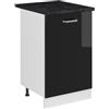Vicco Mobiletto base cucina R-Line, Nero lucido/Bianco 50 cm | 1 Anta · Piano di lavoro incl. · Piedini regolabili in altezza · 1 Ripiano · ✓ Liberamente combinabile