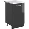 Vicco Mobiletto base cucina R-Line, Antracite lucido/Antracite 50 cm | 1 Anta · Piano di lavoro incl. · Piedini regolabili in altezza · 1 Ripiano · ✓ Liberamente combinabile