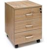 Marvin Cassettiera Ufficio In Legno Chiave Sicurezza Con Ruote Per Scrivania Tavolo 3 Cassetti Ripiani (Rovere Scuro)