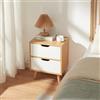 [en.casa] Comodino con 2 Cassetti Tavolino Basso Laterale Mobiletto di Servizio Contenitore per Camera da Letto Soggiorno Ingresso 50 x 40 x 40 cm - Effetto Rovere/Bianco
