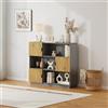 [en.casa] Libreria Bassa Scaffale Moderno a 3 Livelli con Vani Aperti e Chiusi con Ante Mobile Contenitore per Soggiorno Ufficio Studio 102x120x30 cm Grigio/color Legno