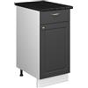 Vicco Mobile base Fame-Line, Antracite-oro rustico, 40 cm | Frontale in MDF · Piano di lavoro incl. · Piedini regolabili in altezza · Maniglie in metallo · Chiusura ammortizzata