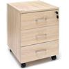 Marvin Cassettiera Ufficio In Legno Chiave Sicurezza Con Ruote Per Scrivania Tavolo 3 Cassetti Ripiani (Rovere)