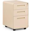 hjh OFFICE Cassettiera con ruote in acciaio, 3 cassetti, chiudibile, beige | Armadietto grande con rotelle, per cartelle sospese A4