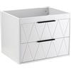 UEV Mobile Sottolavabo per Bagno, 60CM Mobile Bagno Sottolavabo, Mobiletto Bagno Sospeso con 2 Cassetti, Lavandino da Bagno non Incluso, Bianca