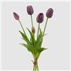 EDG Enzo de Gasperi Tulipano gommoso Fiore Artificiale per Decorazione da Esterno, Bouquet 5 Tulipani Finti Viola