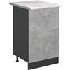Vicco Mobiletto base cucina R-Line, Calcestruzzo/Antracite 50 cm | 1 Anta · Piano di lavoro incl. · Piedini regolabili in altezza · 1 Ripiano · ✓ Liberamente combinabile