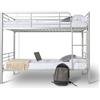 Befara Letto A Castello Metallico Twins con MATERASSI - Argento - 80 x 180 cm