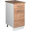 Vicco Mobile base Fame-Line, Rovere dorato, 40 cm | Guide metalliche a estrazione totale · Piano di lavoro incl. · Piedini regolabili in altezza · Maniglie in metallo