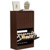 UEV Scarpiera Ingresso 2 Cassetti Strisce a Legno 52x24x86,5cm, Noce | Scarpiera Soggiorno Combia Eleganza e Praticità, Mobiletto per Scarpe Stabile con Design Antiribaltamento