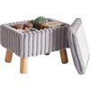 Aibiju Poggiapiedi Piccolo, Pouf Contenitore in Velluto con Gambe in Legno, Pouf Poggiapiedi, Seduta Extra, Tavolino Piccolo per Soggiorno, Camera da Letto, Ingresso, Grigio YD-JD152G