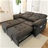 Merax Divano letto 3 in 1 a 2 posti con funzione letto, divano allungabile con schienale regolabile, divano angolare a forma di L e funzione letto, divano in ciniglia grigio con porta USB-C, 2 cuscini