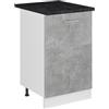 Vicco Mobiletto base cucina R-Line, Calcestruzzo/Bianco 50 cm | 1 Anta · Piano di lavoro incl. · Piedini regolabili in altezza · 1 Ripiano · ✓ Liberamente combinabile