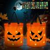 HuaMuDM Borsa Zucca Halloween, 2 PCS Sacchetti Caramelle Halloween con Luci A LED, 6 Adesivi Luminosi, Borsa per Dolcetti con Luce LED,Riutilizzabile,Festa per Bambini
