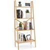 GIANTEX Scaffale a Scala In Bambù a 4 Livelli, Scaffale Multifunzionale Per Piante Con Dispositivo Antiribaltamento, Librerie Per Soggiorno, Cucina e Ufficio, Naturale, 60x35x148 cm