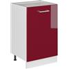 Vicco Mobiletto base cucina R-Line, Rosso lucido/Bianco 50 cm | 1 Anta · Senza piano di lavoro · Piedini regolabili in altezza · 1 Ripiano · ✓ Liberamente combinabile