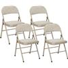 HOMCOM Set di 4 Sedie Pieghevoli Imbottite in Poliestere 45x46x78cm Beige | Sedie Richiudibili Salvaspazio, in Acciaio, da Interno, per Casa Ufficio Festa Eventi