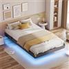 IRONCK Letto 120x200 con illuminazione a LED e stazione di ricarica, struttura letto 120 x 200 cm, con vano portaoggetti, telaio 120 x 200 cm, per ragazzi e ragazzi