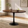 Merax Tavolo da pranzo ovale, moderno e semplice, allungabile, per 4-6 persone, adatto per soggiorno, sala da pranzo, cucina, ufficio, giardino, 100-140 x 100 x 75 cm, colore noce