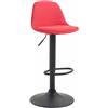 CLP Sgabello Design Kiel In Polipropilene E Tessuto I Sgabello Cucina Girevole Regolabile Imbottito, Colore: rosso, Colore del telaio: nero