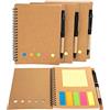 MengH-SHOP Blocco Spiralato Kraft Carta Copertina Bloc Notes Quaderno a Spirale Spiralato Notebook con Penna, Note Adesive, Colorati Segnapagina Film per Scuola e Ufficio 4 Pezzi