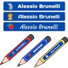 RP GRAFICA Etichette Adesive Personalizzate per penne, matite, pennarelli con nome. Adesivi impermeabili per scuola. Adesivi scolastici (Blu)