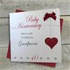 White Cotton Cards LLA40-GP - Biglietto d'auguri per 40° anniversario, fatto a mano, per nonni con rubino