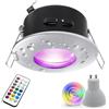 Planetitaly Faretto Incasso tondo IP65 per Cromoterapia Box Doccia Ambienti Umidi Relax Bagno Vasca Luce LED 6W RGB multicolore + Luce Bianca Impermeabile Tenuta Stagna con Telecomando RF (Alluminio Cromato)
