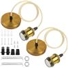 AUAUY 2 pezzi Lampada Sospensione E27 in Metallo, con Cavo 90cm, Oro | Cavo Intrecciato, Retrò Portalampada Compatibile con Paralume, per Cameretta, Ristoranti, Soggiorno, Caffè, Bar, Cucina