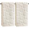 Artoid Mode Set da 2 Asciugamani Autunnali Beige Cuori 3D Zucche 35x75 cm | Telo da Bagno Stagionale Fall Jacquard 100% Cotone Morbido Assorbente per Bagno Decorazione