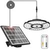 Linke Luce solare per capannone per esterni e interni, 152 LED con sensore di movimento, luce solare a sospensione con telecomando 2700 K/4000 K/6500 K, 4 modalità di illuminazione, luce ad energia