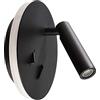 Planetitaly Applique lampada parete muro doppia accensione LED 8W luce lettura orientabile camera letto albergo hotel 230V colore NERO