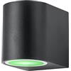 Planetitaly Applique Led da Parete per Esterni, Impermeabile IP65, LED RGBW Multicolore Giochi di Luce, Dimmerabile, Lampadina GU10, Luce Balcone, Terrazza, Ingresso, Patio (Tondo Nero, RGBW+6000K)