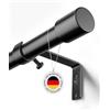 MEISENBERG Bastone per Tende Allungabile Nero, Set con Supporti a Parete | Bastoni Tende Telescopici Metallo Ø19mm, Portata 10 kg - Ideale per Soggiorno, Camera da Letto, Cucina, Balcone - 82-112 cm