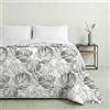 Mahome Trapuntino Singolo Primaverile Estivo in 100% Puro Cotone 170x260 cm Leggero Double Face - Copriletto Trapuntato morbido Traspirante Anallergico - Made in Italy - Fronde Grigio
