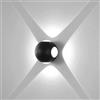 damastoreitalia Applique LED da Parete 12W IP54, Design Moderno Rotondo, 4 Emissioni di Luce, 1200 lm, Nero, Effetto Croce, Interni ed Esterni (Nero - Luce fredda)