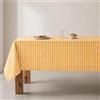 GAMUSI Tovaglia antimacchia in tela morbida al tatto, rettangolare, a quadretti vicky, cotone impermeabile, 140 x 100 cm, colore giallo