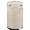 eluno Pattumiera Vintage a Pedale da Cucina, capacit? 12 Litri, con Secchio Interno in plastica Rimovibile in Metallo (Beige)
