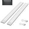 Klighten Luce Armadio 40cm 2 Pezzi, 73 LED 170 LM Luci Led Armadio a Batteria con Sensore, USB Ricaricabile Luce Notturna con Striscia Magnetica per Cucina Guardaroba, Bianco Freddo, Argento