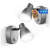 Trango set di 2 Luce notturna a LED TG2635-024 in argento con funzione automatica 230V con sensore di movimento, luce di sicurezza, lampada a zoccolo, lampada a parete notturna, luce di orientamento