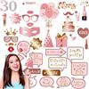 COSORO 38 pezzi Accessori Photo Booth Compleanno 30 Anni Oro Rosa,Kit Festa Compleanno Barba Occhiali Maschera,Accessori Foto per Feste Matrimonio Carnevale Halloween Natale per Bambini e Adulti