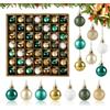 Agoer 49 ornamenti per palline di Natale, mini decorazioni infrangibili per albero di Natale da 3 cm, in verde, oro e bianco, 7 stili assortiti da appendere per vacanze, feste e decorazioni per albero