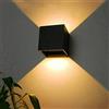 Planetitaly Applique Cubo led, Impermeabile IP65, LED 12W 1000 Lumen, Lampada da parete doppio fascio di luce regolabile, Ideale per Illuminare muro, facciata, casa, albergo, pub, disco, (3000K, Nero) ES46-NC